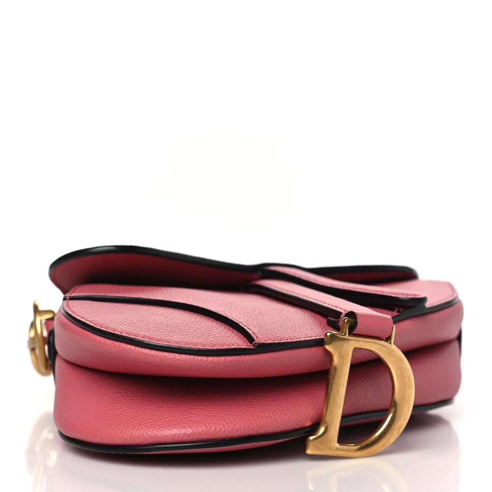 Lushentic Bags Review: Mini Saddle Bag Pink Grained Calfskin Leather - Premium Alternative Bag