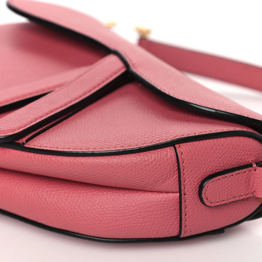 Lushentic Bags Review: Mini Saddle Bag Pink Grained Calfskin Leather - Premium Alternative Bag