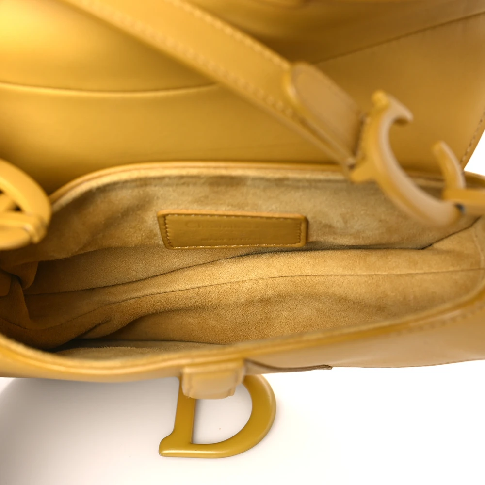 Lushentic Dior Mini Saddle Bag Yellow Ultra Matte Calfskin Leather Incognito Hardware - Image 7