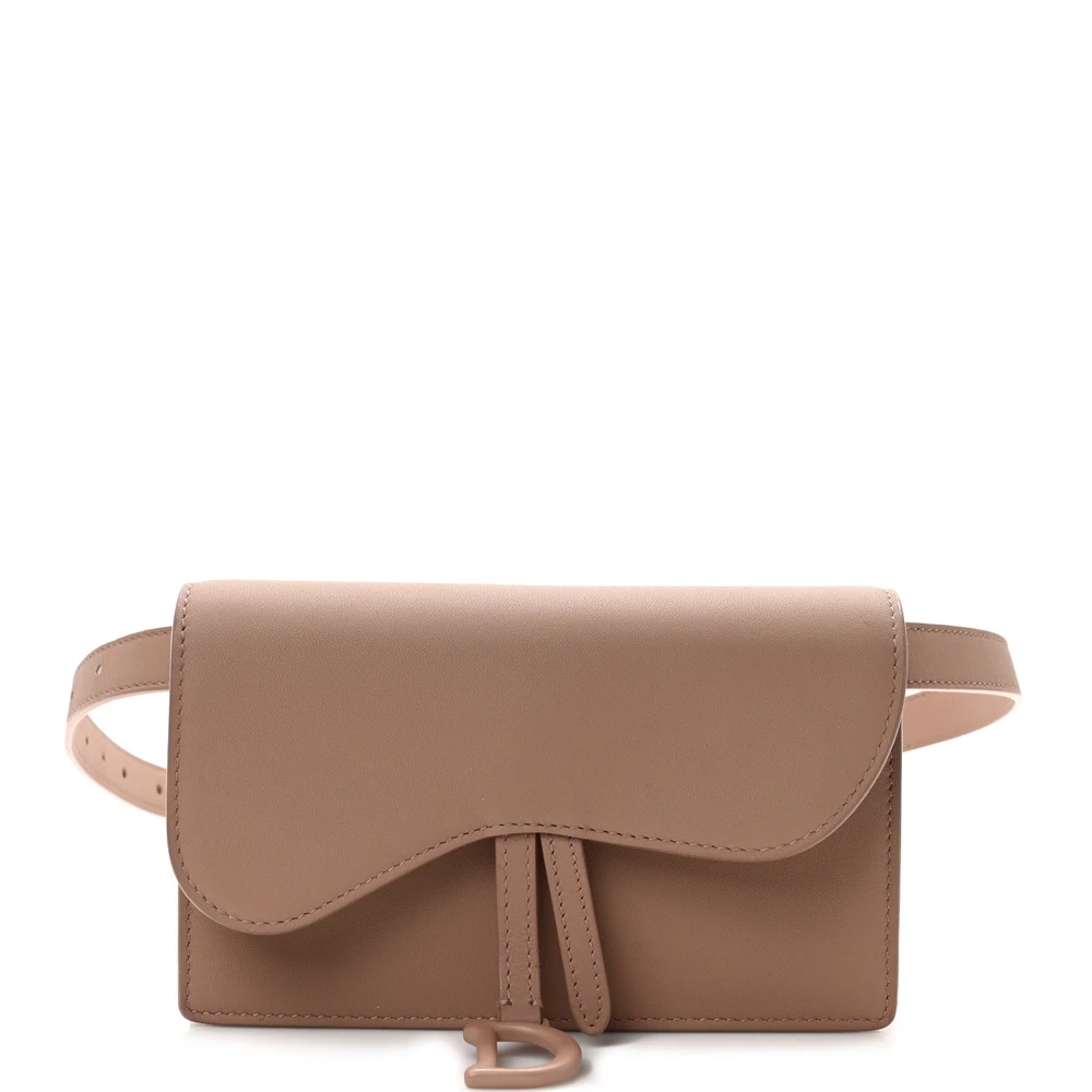 Lushentic Dior Mini Saddle Belt Clutch Rose Des Vents Ultra Matte Calfskin Leather Front