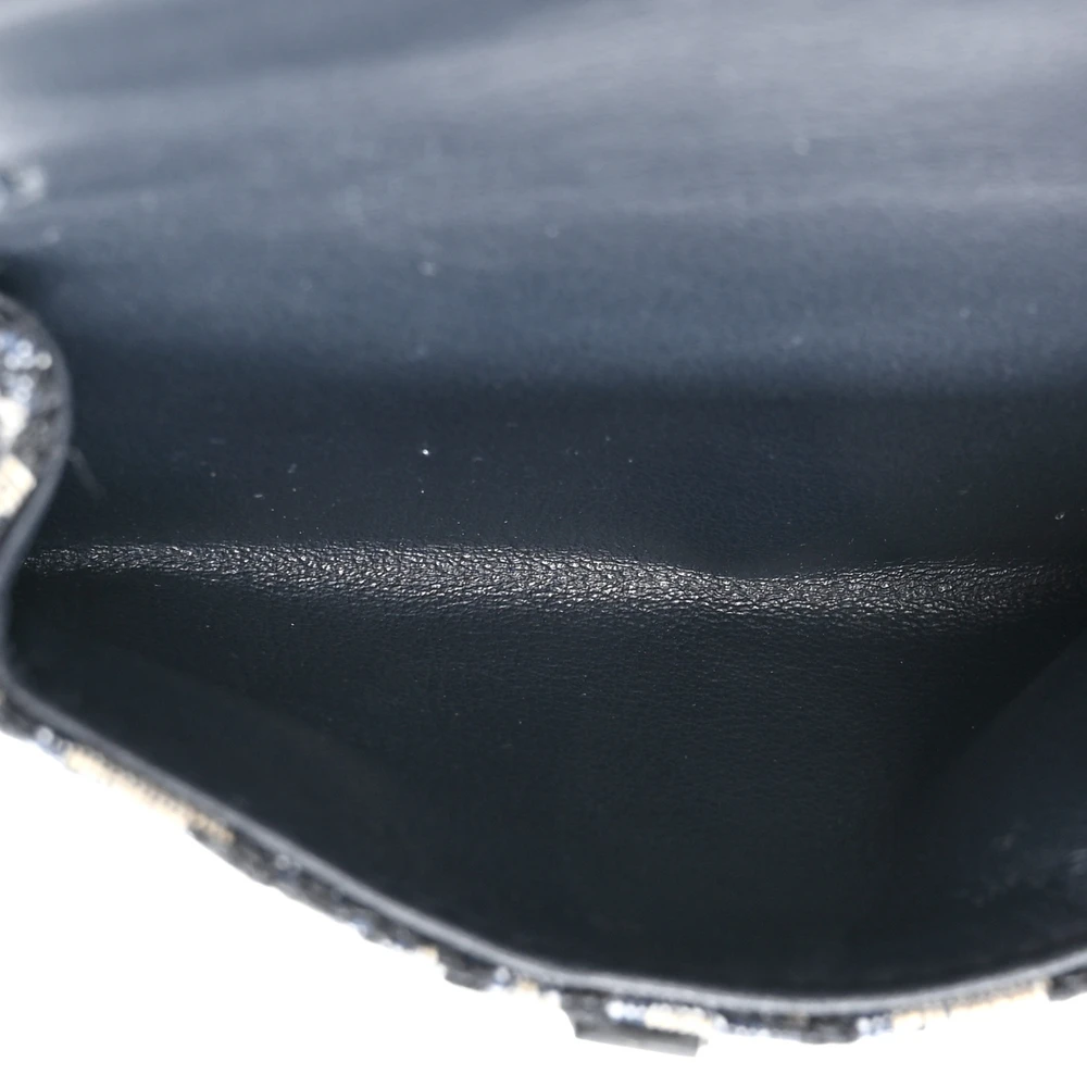 Lushentic Nano Saddle Chain Pouch – Blue Oblique Canvas, Gold Hardware - Premium Alternative Bag