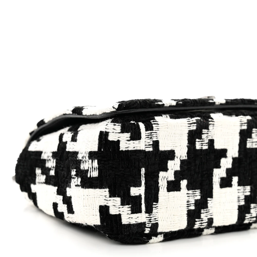 Lushentic Quality Bags – Small Caro Bag Black White Tweed Houndstooth - Designer Inspired Luxury Bag