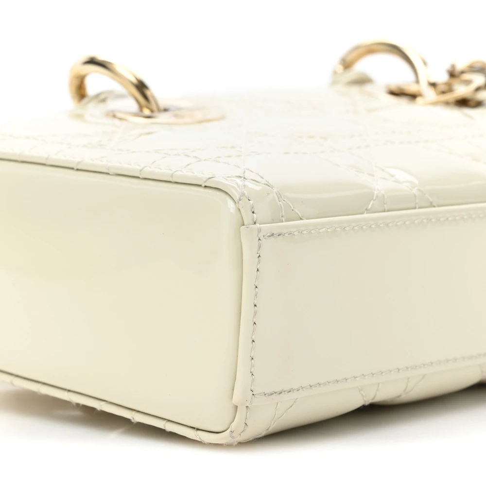 Lushentic Designer Bags β Small Lady D-Joy White Patent Calfskin - Designer Inspired Luxury Bag