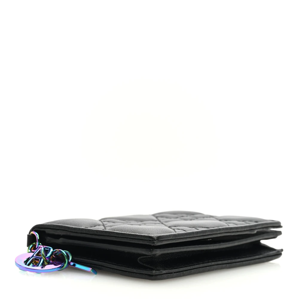 Lushentic Designer Small Lady Dior Flap Card Holder Black Lambskin - Designer Inspired Luxury Bag