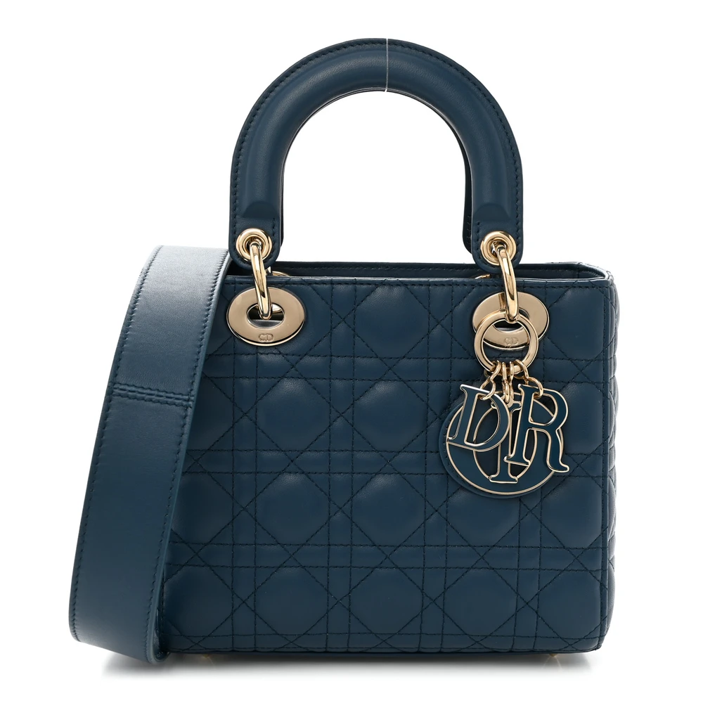 Lushentic Dior Small My ABCDior Lady Dior Deep Ocean Cannage Lambskin Leather Gold Hardware Front