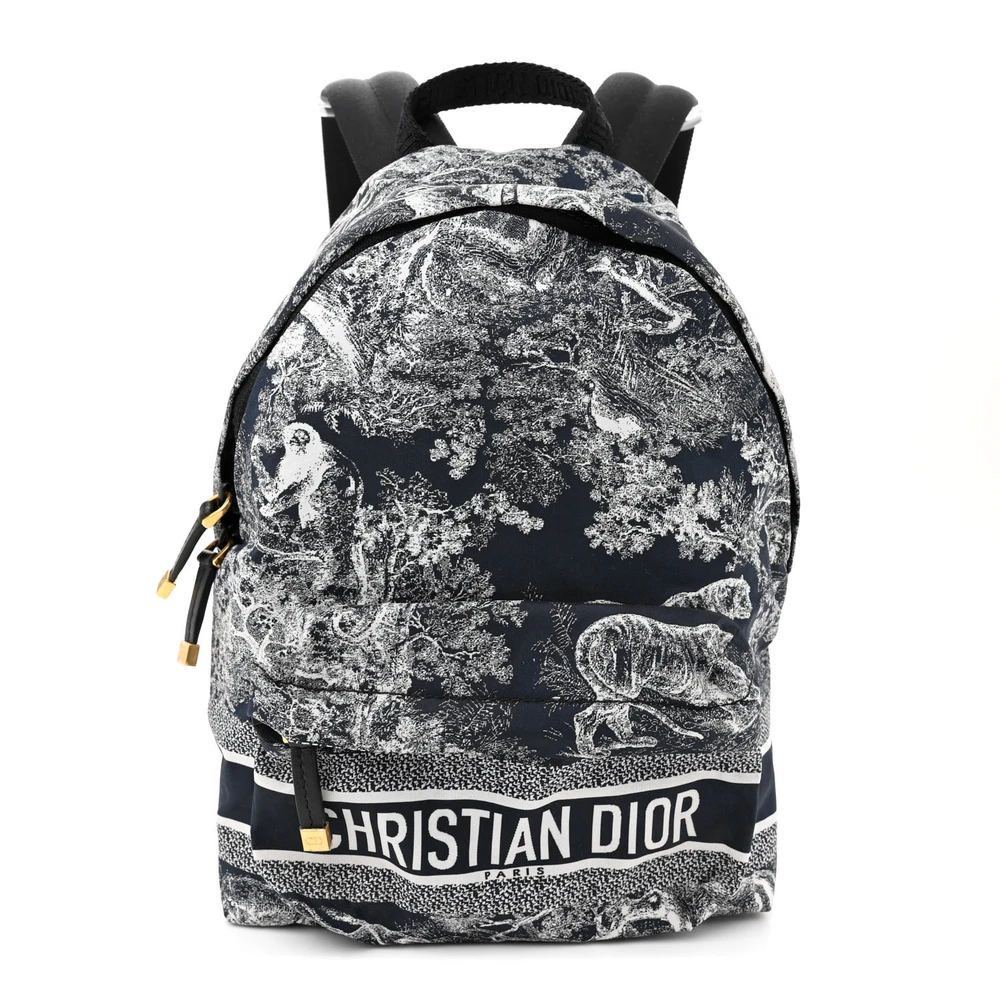 Lushentic Dior Small Toile De Jouy DiorTravel Backpack Blue Technical Fabric Gold Hardware Front