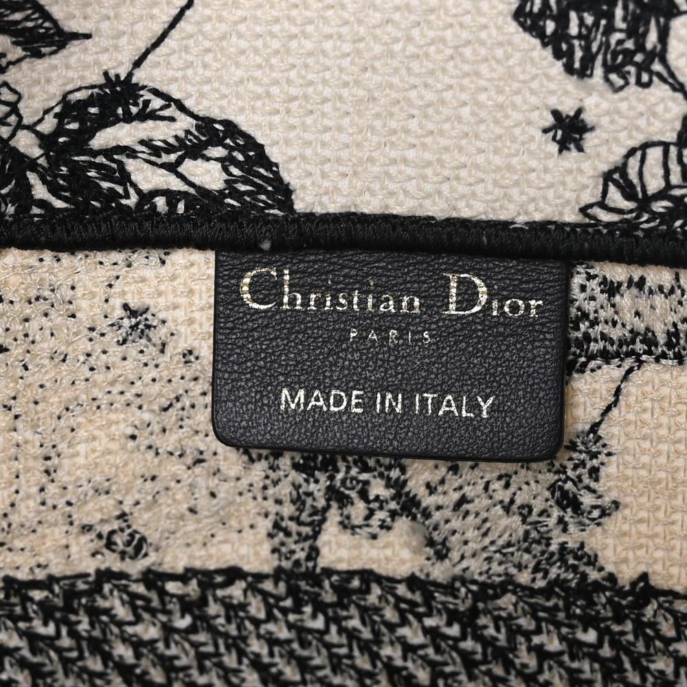 Lushentic Dior Small Zodiac Toile De Jouy Book Tote Latte/Black Embroidered Canvas - Image 2