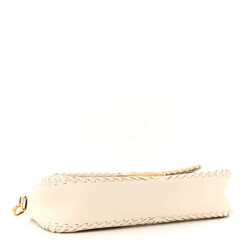 Lushentic Handbag: Ceylon Woven Baguette in White Ice King Leather - Image 6