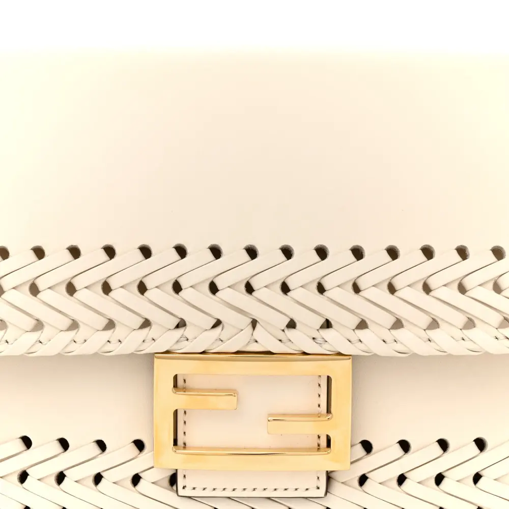 Lushentic Handbag: Ceylon Woven Baguette in White Ice King Leather - Image 8