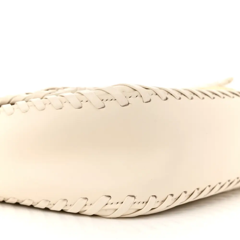 Lushentic Handbag: Ceylon Woven Baguette in White Ice King Leather - Image 4