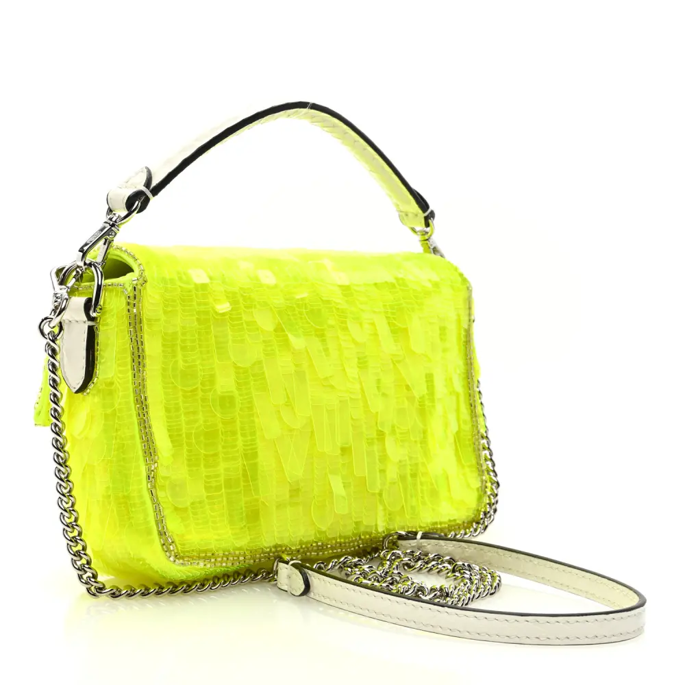 Lushentic Grade Bags: Mini Baguette in Yellow Fluo & Leather Avorio - Image 3