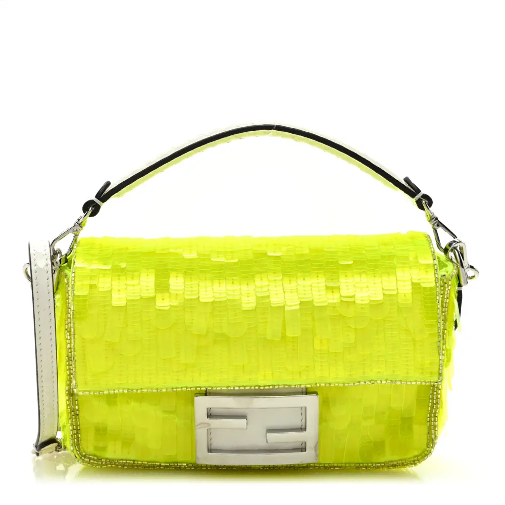 Lushentic Grade Bags: Mini Baguette in Yellow Fluo & Leather Avorio