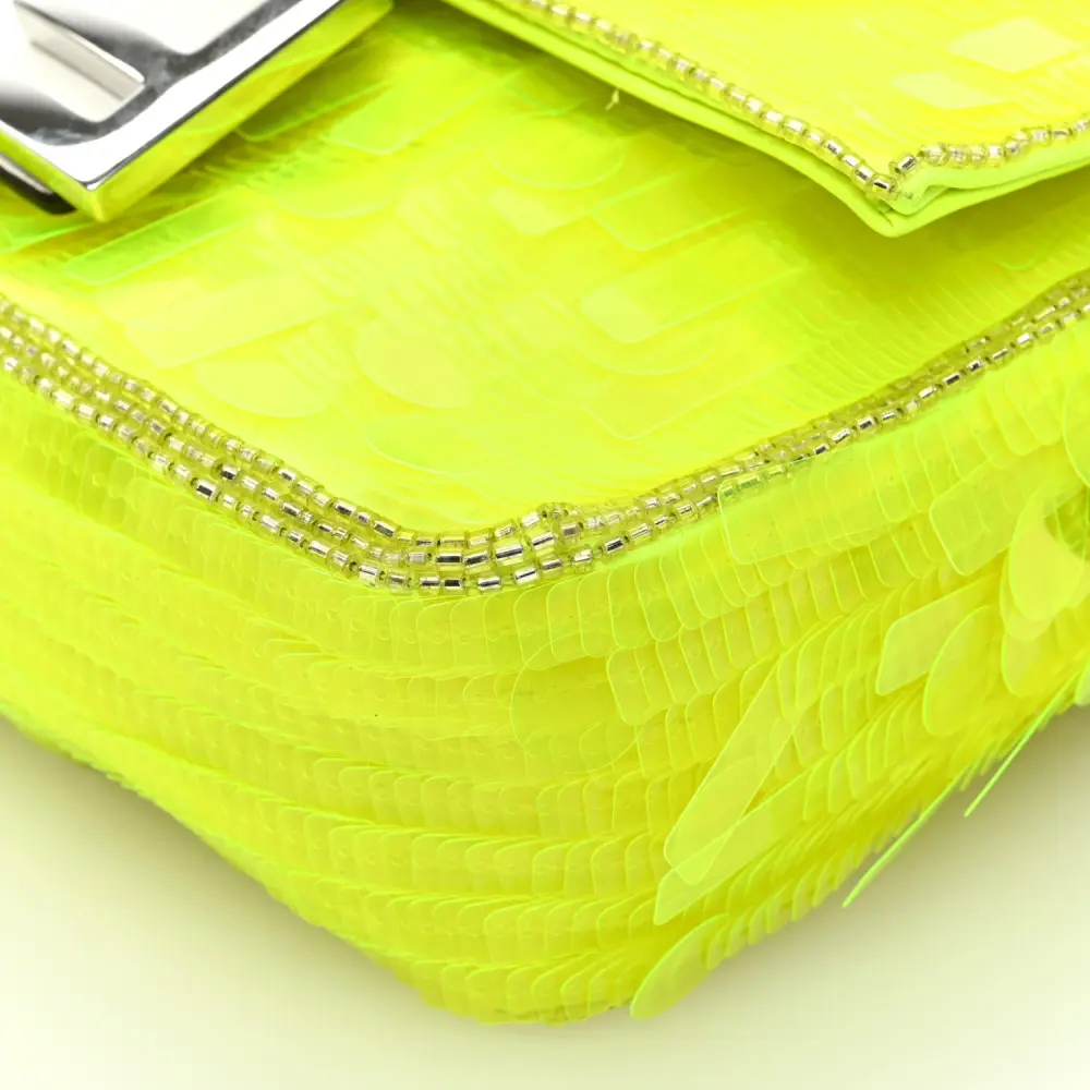 Lushentic Grade Bags: Mini Baguette in Yellow Fluo & Leather Avorio - Image 5