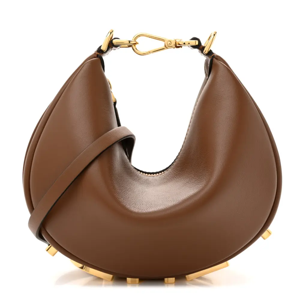 Lushentic Quality Handbags - Mini Fendigraphy Hobo Bag Brandy Matte