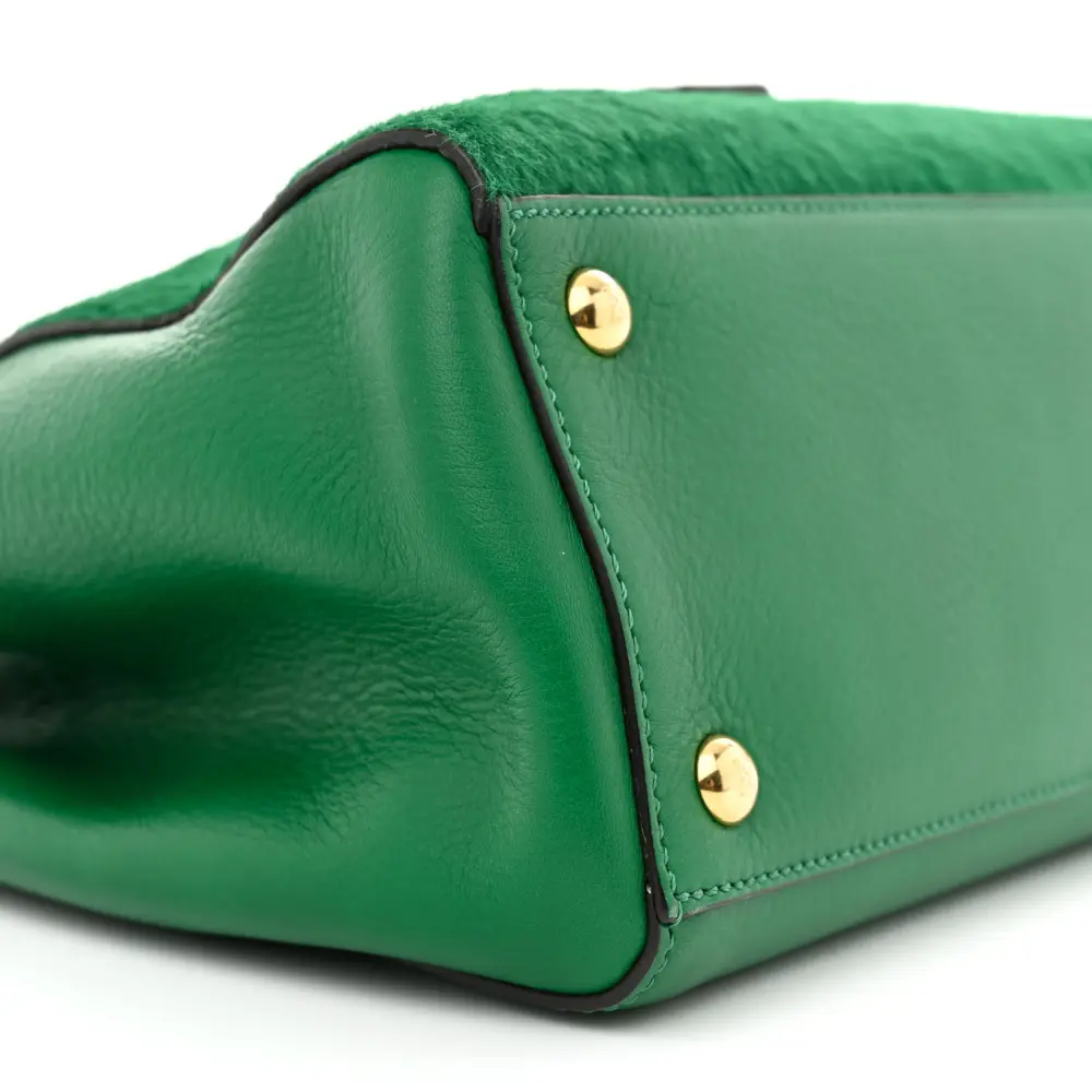 Lushentic Petite 2Jours Tote in Emerald Calf Hair & Crocodile Leather - Image 4