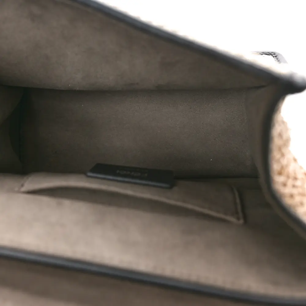 Lushentic Grade Bags - Fendi FF Small Kan I Bag in Natural Black Raffia - Image 7