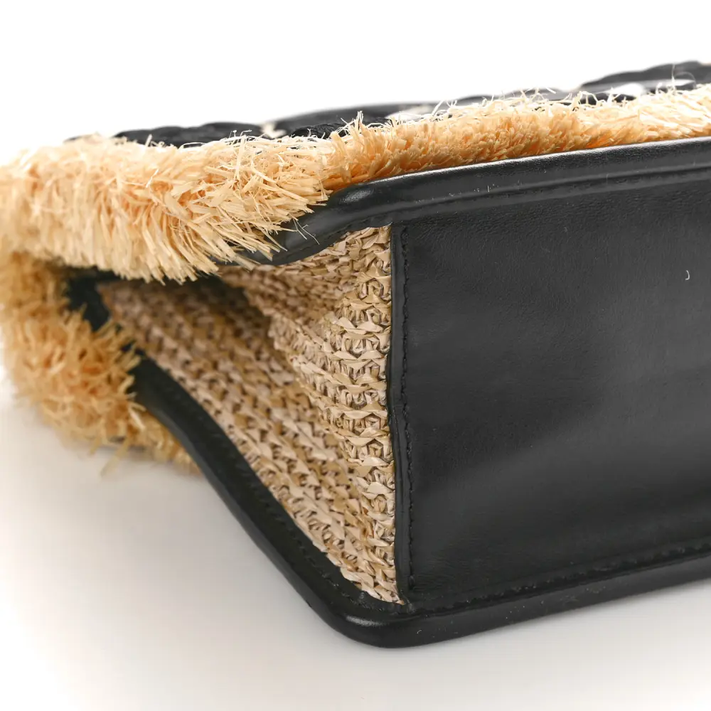 Lushentic Grade Bags - Fendi FF Small Kan I Bag in Natural Black Raffia - Image 4