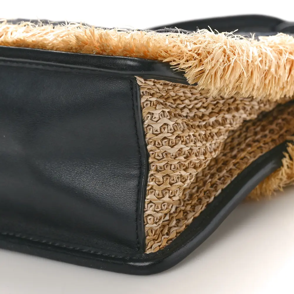 Lushentic Grade Bags - Fendi FF Small Kan I Bag in Natural Black Raffia - Image 5
