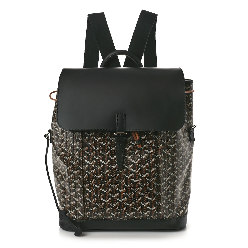 Lushentic Goyard Alpin Backpack MM Black Goyardine Canvas Front