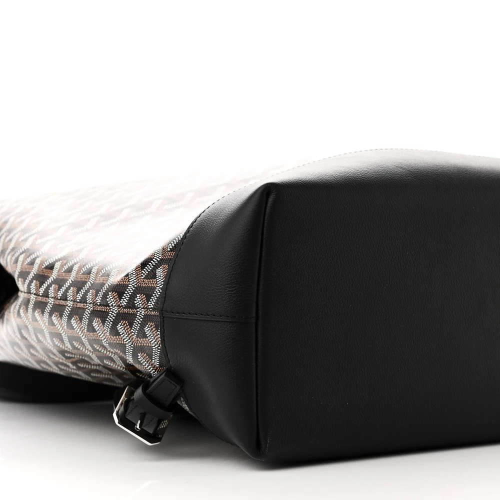 Lushentic Replica Handbags Cisalpin Backpack MM Black Goyardine Canvas Calfskin Leather - Image 4