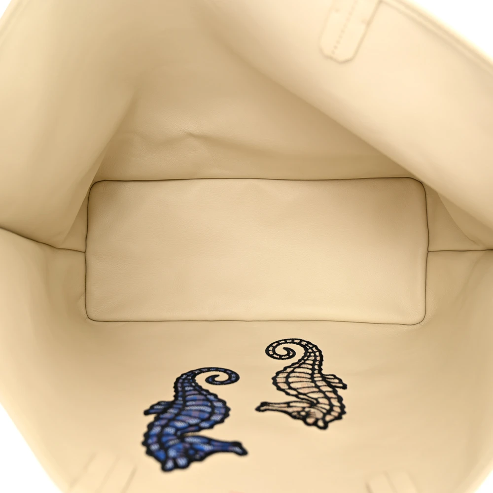 Lushentic Bag Embroidered Seahorse Reversible Anjou Tote PM Sand Goyardine Canvas - Image 7