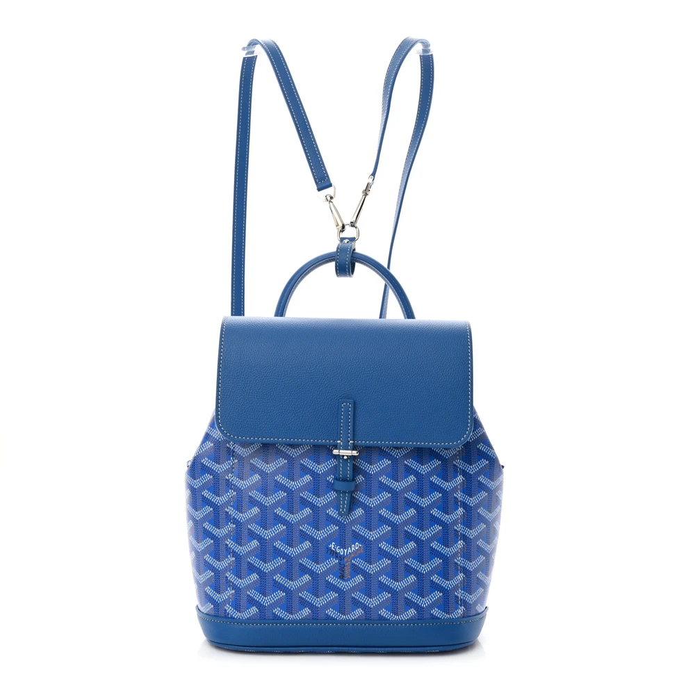 Lushentic Goyard Mini Alpin Backpack Sky Blue Goyardine Canvas Silver Hardware Front