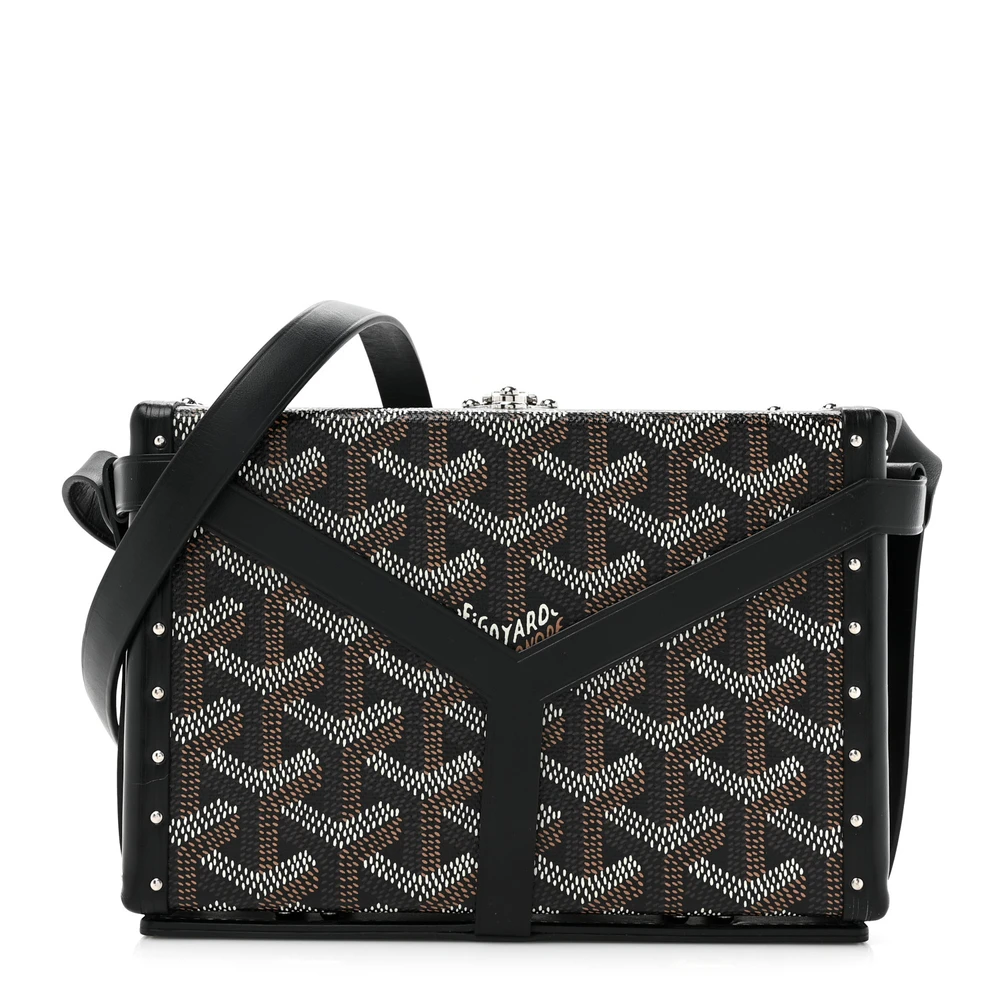 Lushentic Goyard Mini Minaudiere Trunk Bag Black Goyardine Canvas Front