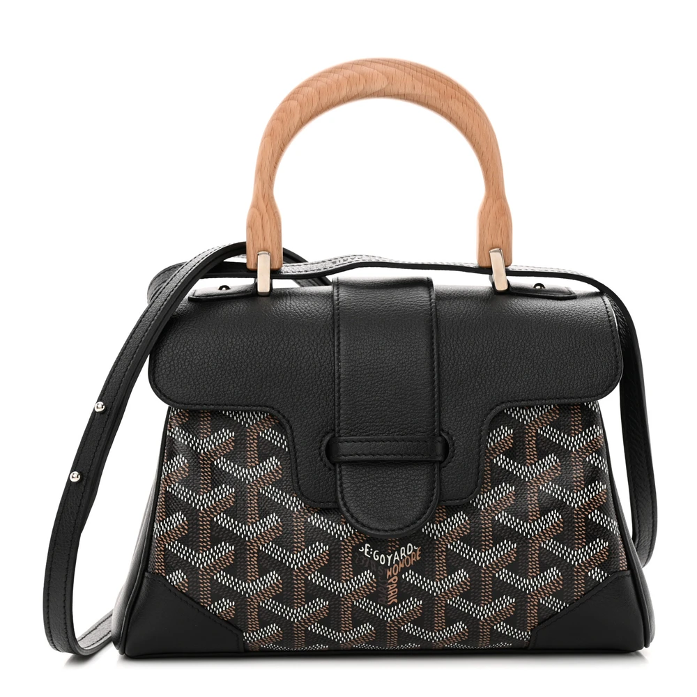 Lushentic Goyard Mini Saigon Black Goyardine Canvas Silver Hardware Front