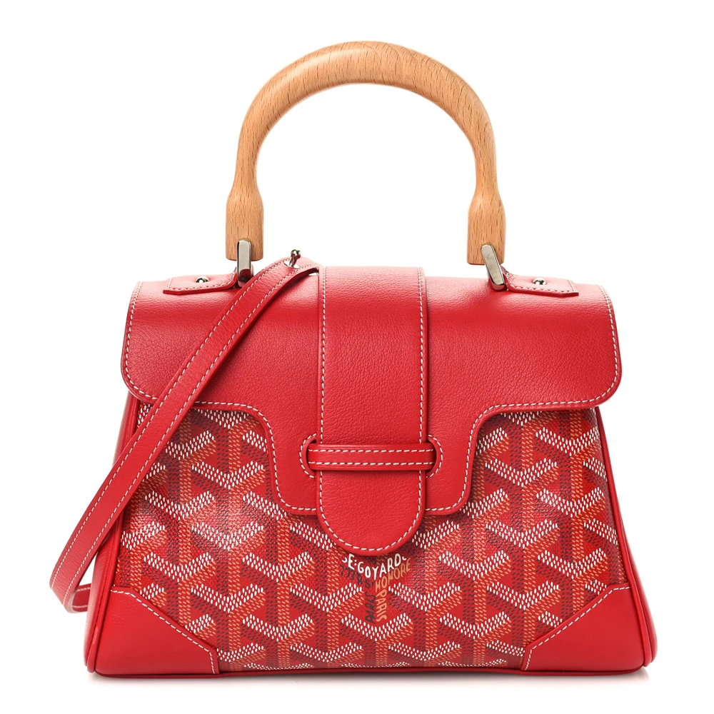 Lushentic Goyard Mini Saigon Trunk Bag Red Goyardine Canvas Silver Hardware Front