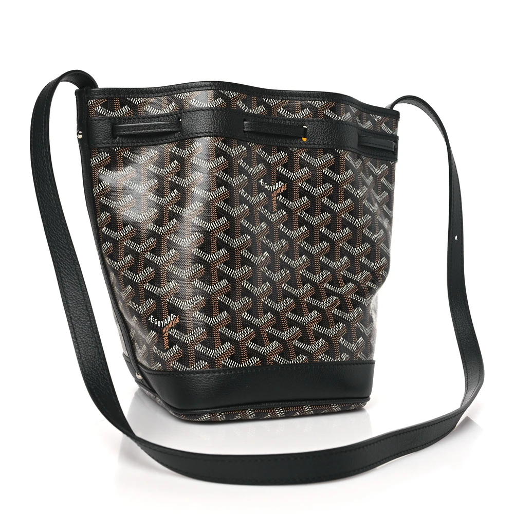 Lushentic Bags Petit Flot Bucket Bag PM Black Goyardine Canvas - Image 2