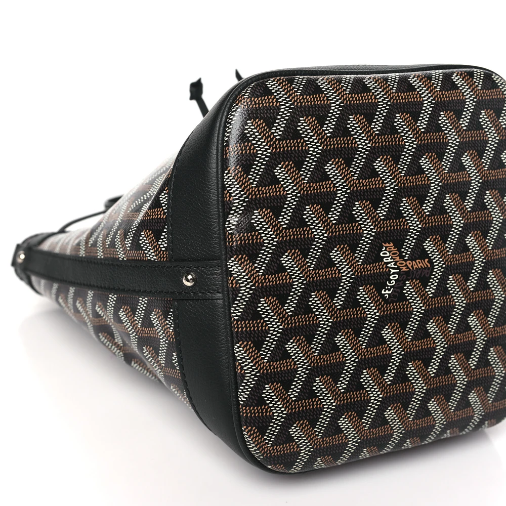 Lushentic Bags Petit Flot Bucket Bag PM Black Goyardine Canvas - Image 3