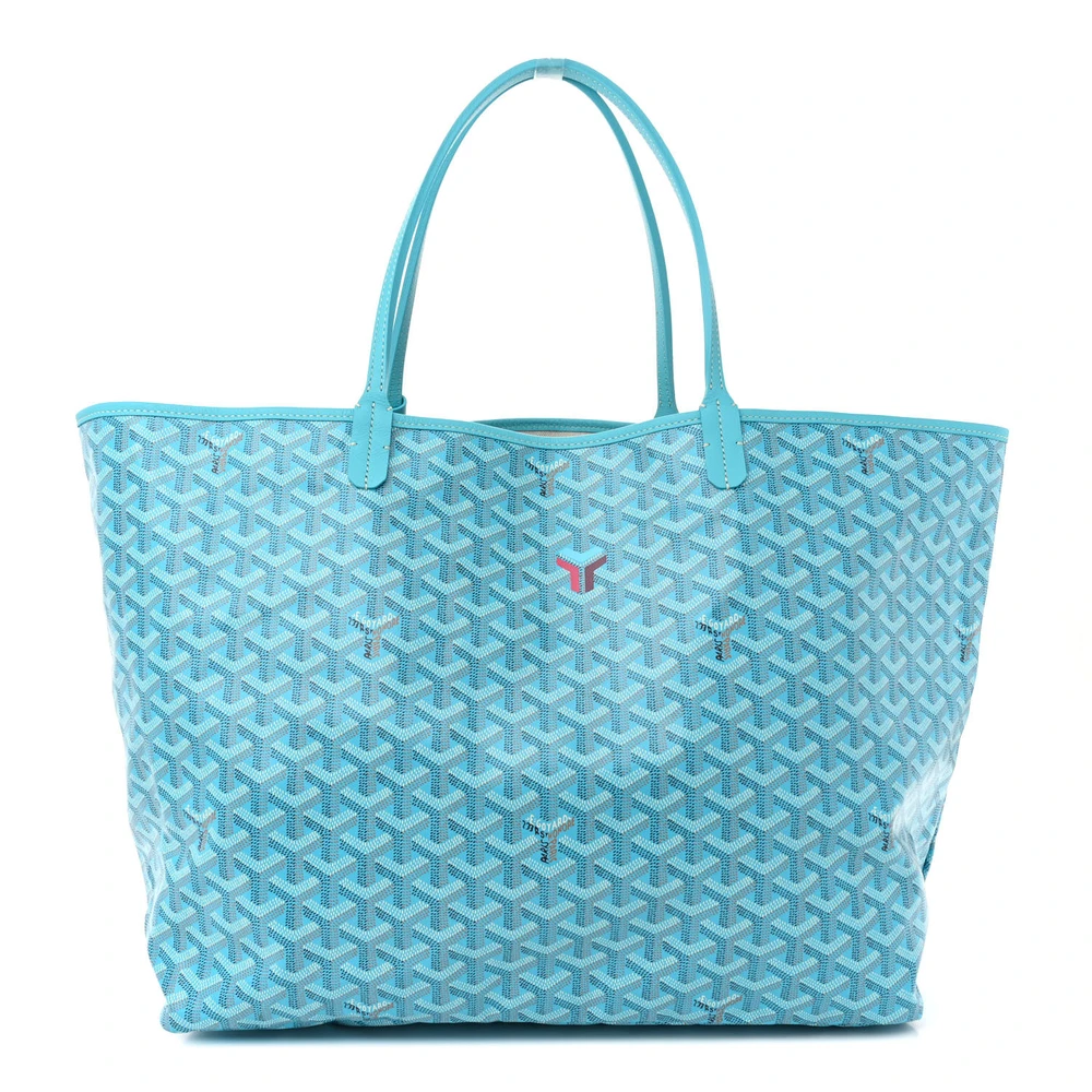 Lushentic Goyard Saint Louis GM Balise Beach Towel Set Turquoise Goyardine Canvas Front