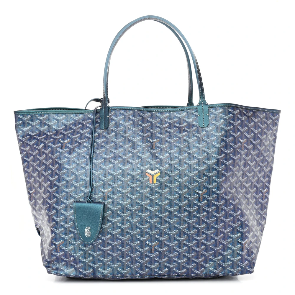 Lushentic Goyard Saint Louis Tote GM Pearly Blue Goyardine Canvas Front