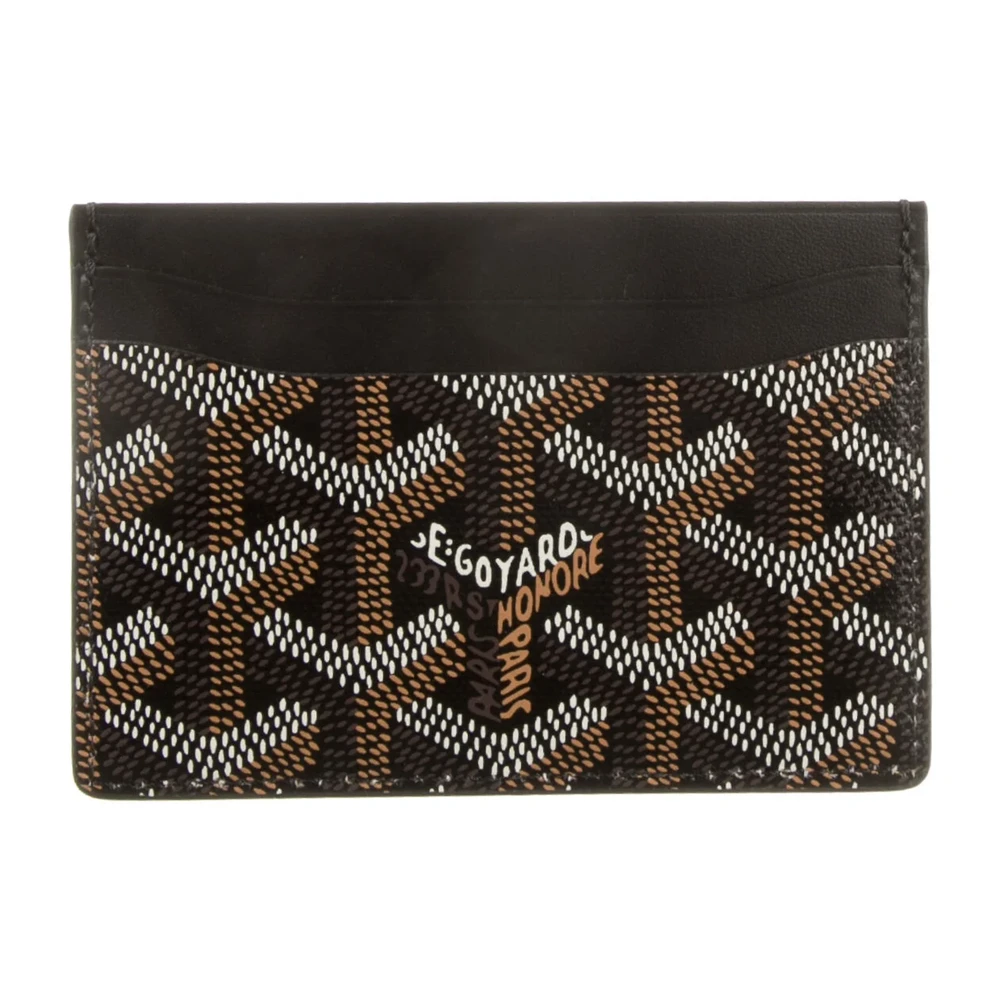 Lushentic Bags Small Card Holder - Black Printed Goyardine Canvas