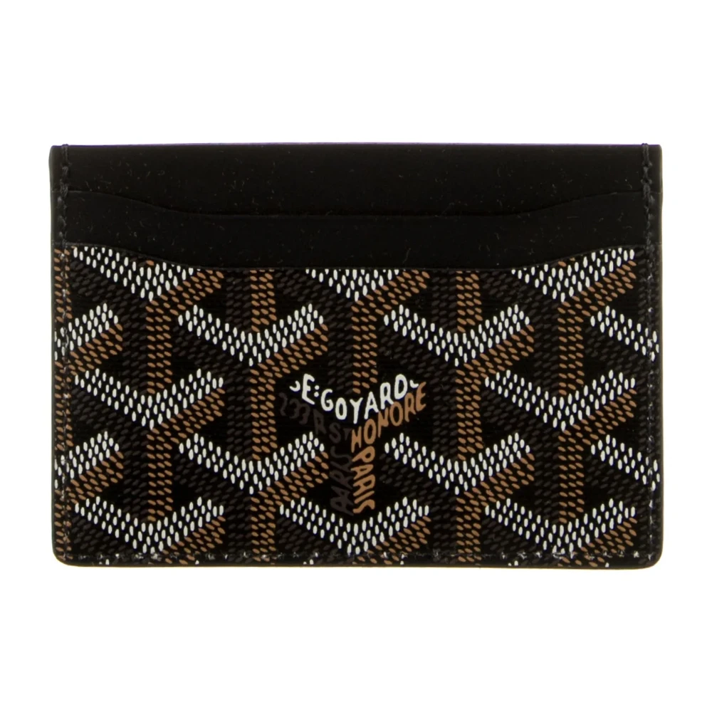 Lushentic Bags Small Card Holder - Black Printed Goyardine Canvas - Image 2