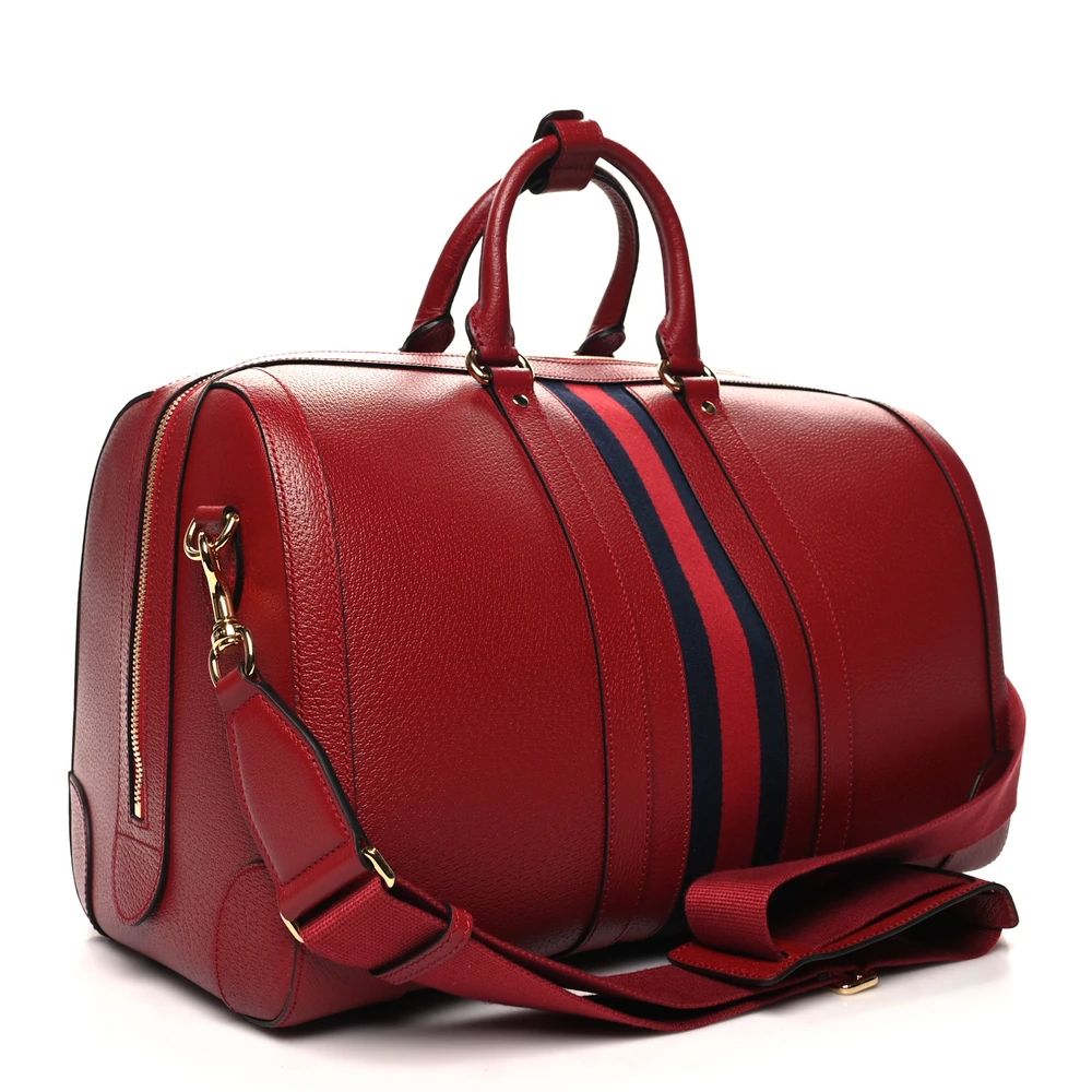 Lushentic Large Red Duffle Bag - Calfskin Leather & Gold Hardware - Image 3