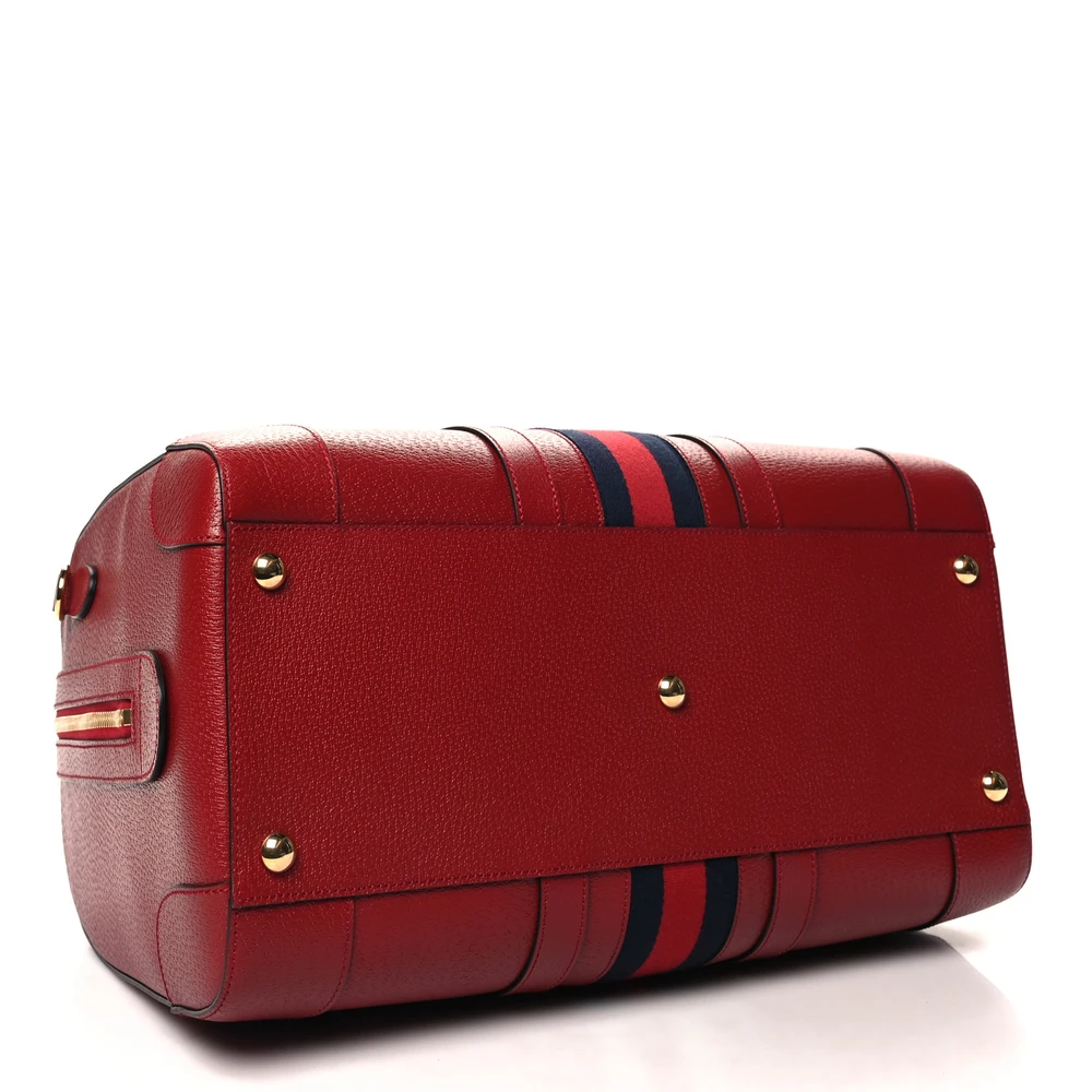 Lushentic Large Red Duffle Bag - Calfskin Leather & Gold Hardware - Image 6