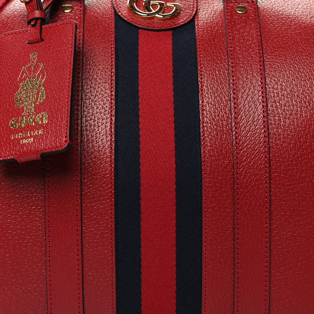 Lushentic Large Red Duffle Bag - Calfskin Leather & Gold Hardware - Image 8