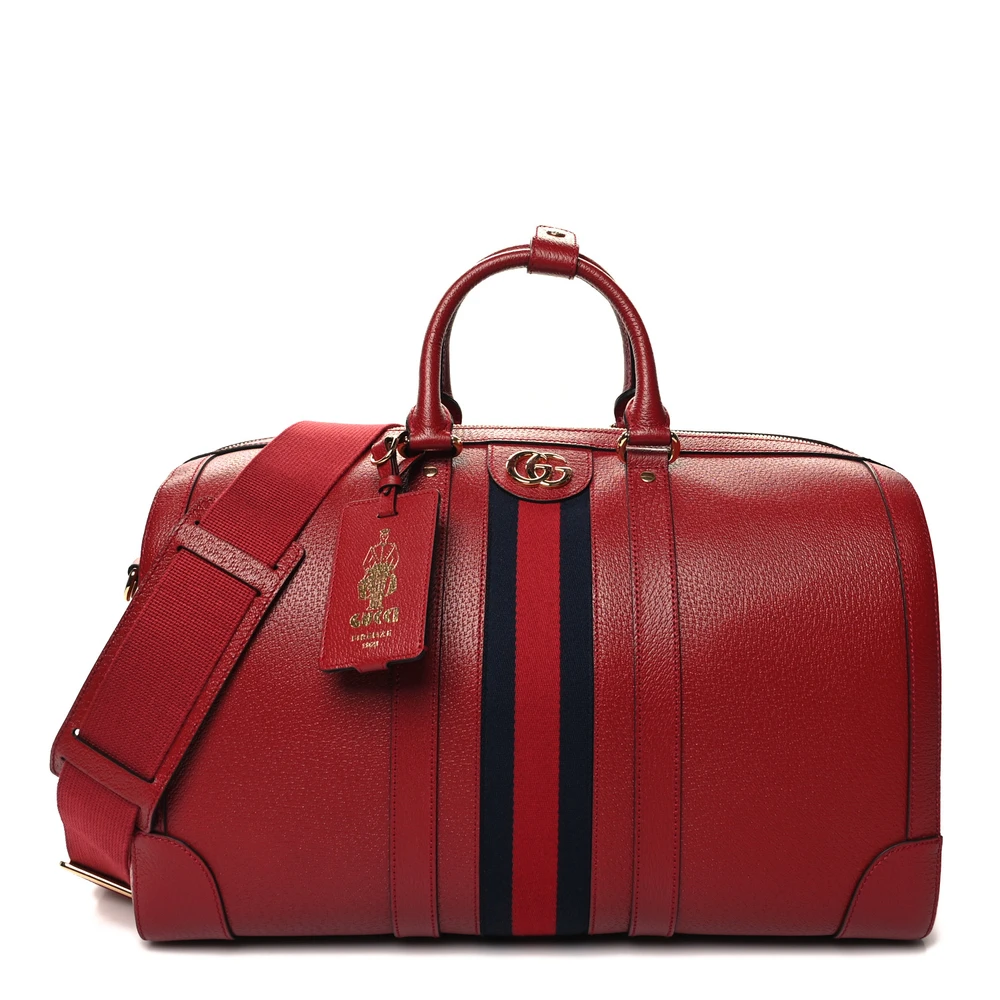 Lushentic Large Red Duffle Bag – Calfskin Leather & Gold Hardware - Designer Inspired Luxury Bag