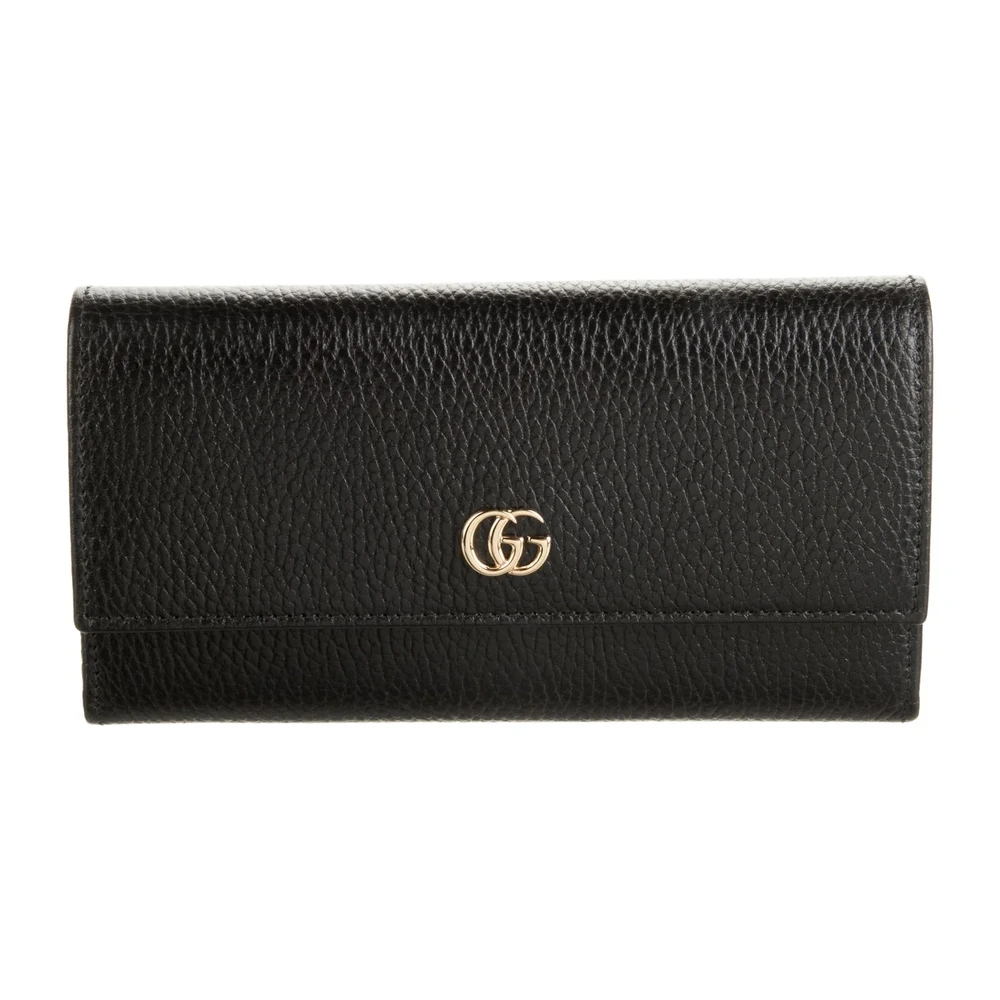 Lushentic Grade Medium Bifold Wallet Black GG Marmont Leather Gold Hardware - Designer Inspired Luxury Bag
