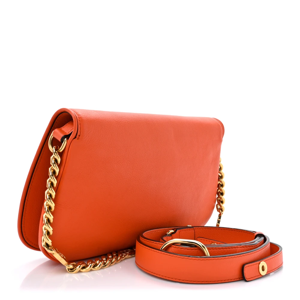 Lushentic Medium Blondie Chain Shoulder Flap Bag in Deep Orange Roxy Calfskin Leather with Gold Hardware - Image 3