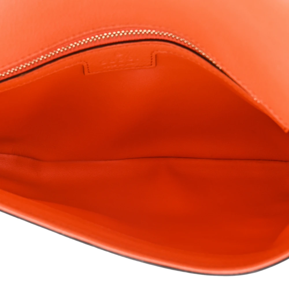 Lushentic Medium Blondie Chain Shoulder Flap Bag in Deep Orange Roxy Calfskin Leather with Gold Hardware - Image 7