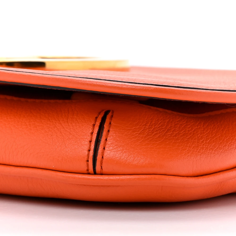 Lushentic Medium Blondie Chain Shoulder Flap Bag in Deep Orange Roxy Calfskin Leather with Gold Hardware - Image 5