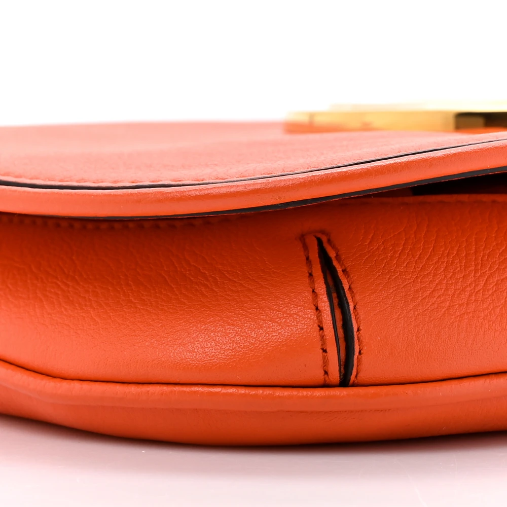 Lushentic Medium Blondie Chain Shoulder Flap Bag in Deep Orange Roxy Calfskin Leather with Gold Hardware - Image 4