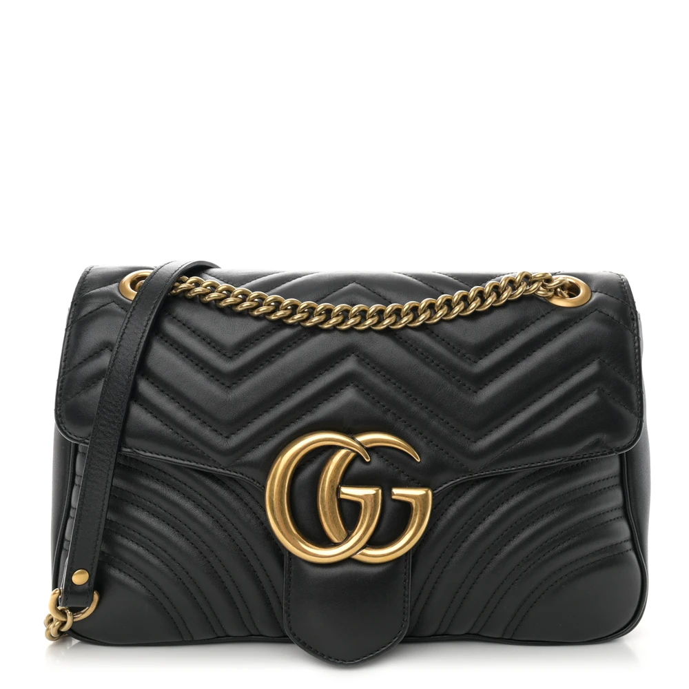 Lushentic GG Marmont Medium Shoulder Bag in Black Calfskin Leather - Premium Alternative Bag