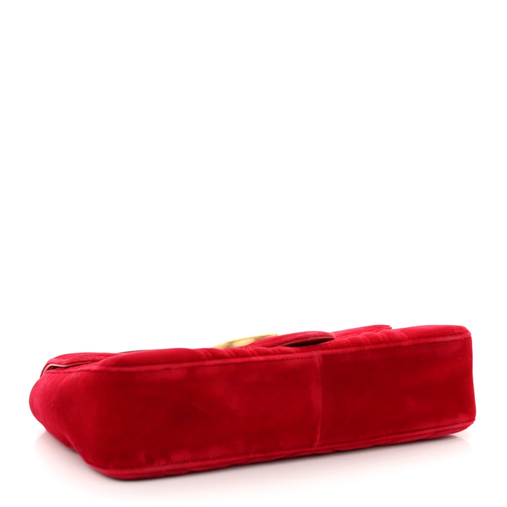 Lushentic Replica Medium GG Marmont Shoulder Bag in Hibiscus Red Velvet - Image 6