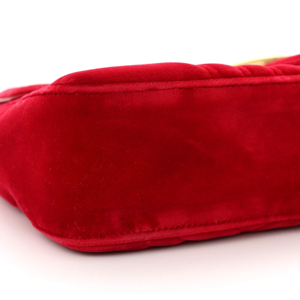 Lushentic Replica Medium GG Marmont Shoulder Bag in Hibiscus Red Velvet - Image 4
