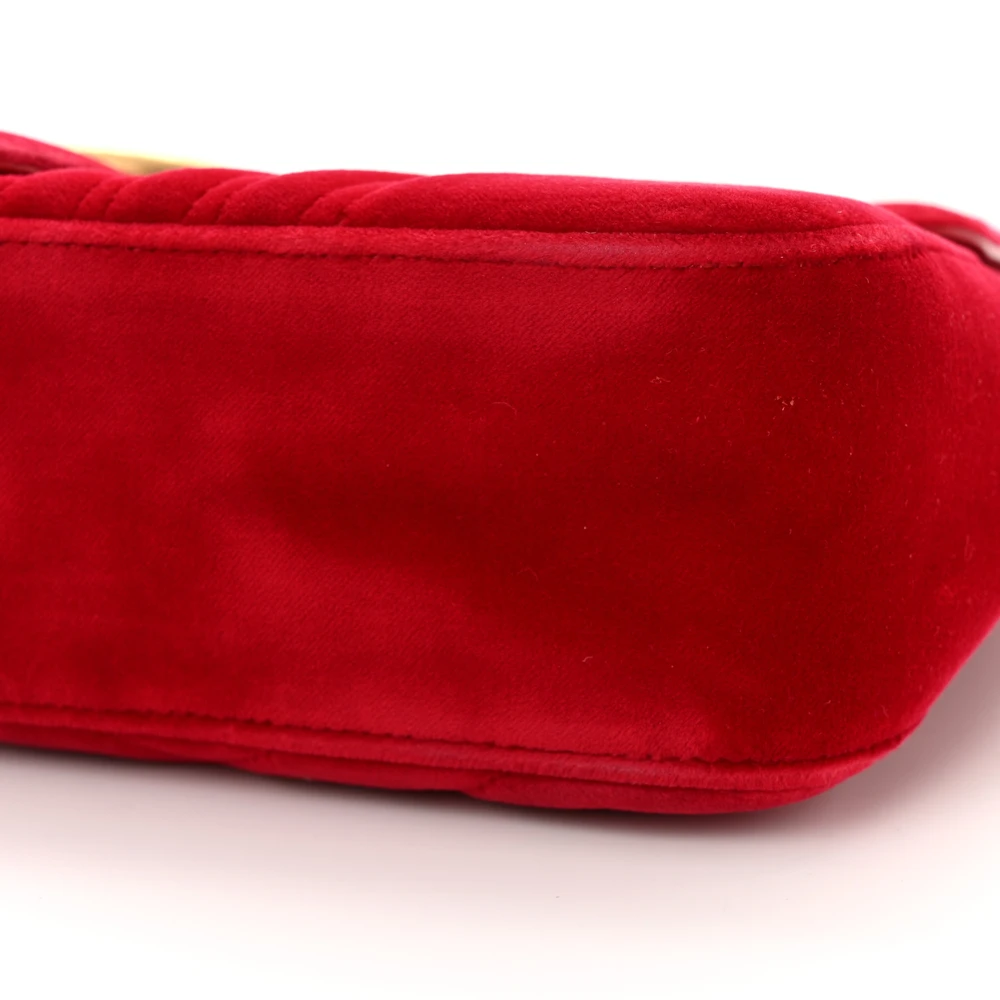 Lushentic Replica Medium GG Marmont Shoulder Bag in Hibiscus Red Velvet - Image 5