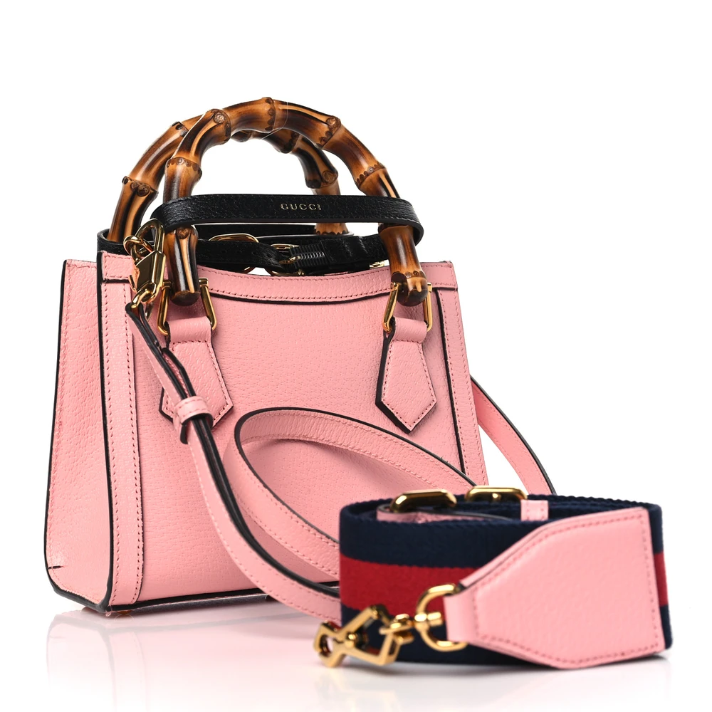 Lushentic Bag Mini Diana Tote Bag - Wild Rose Black Textured Calfskin Leather Gold Hardware - Image 3