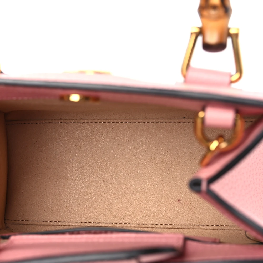 Lushentic Bag Mini Diana Tote Bag - Wild Rose Black Textured Calfskin Leather Gold Hardware - Image 7